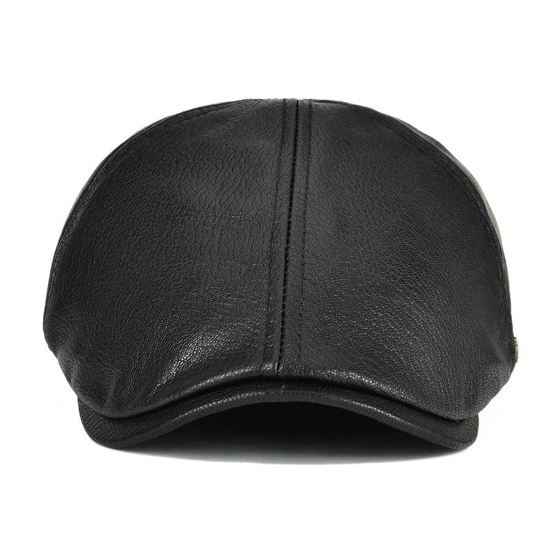 VOBOOM Leather Ivy Newsboy Caps 6 Panel Cabbie Beret Hat (7 1/2, Black) - Image 3